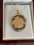 Atocha Shipwreck Coin, Topped with 14k Ship