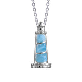 Key West Lighthouse Pendant - Sterling Silver and Larimar Gemstone
