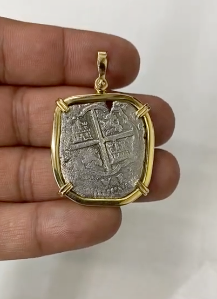 Santa Margarita Shipwreck Coin Necklace Wrapped in Gold