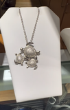 Natural Matte & Shiny Silver Turtle Trio Pendant