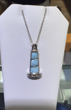 Key West Lighthouse Pendant - Sterling Silver and Larimar Gemstone