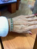 Green Lab Peridot Cut Gemstone Bangle Bracelet - .925 Sterling Silver