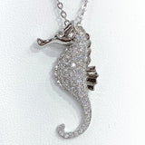 Shimmering Seahorse White Zircon Encrusted Pendant Necklace