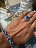 Elegant Blue Topaz, Citrine & Purple Amethyst Tennis Bracelets