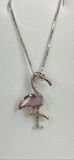 Pink Mother of Peral & Sterling Silver Flamingo Necklace