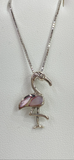 Pink Mother of Peral & Sterling Silver Flamingo Necklace