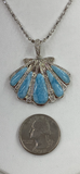 Natural Sterling Silver Larimar Seashell Pendant