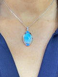 Timeless Tear Drop Pendant with Blue Larimar & Opal Inlay