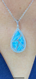 Sparking Larimar & White Topaz Pendant Necklace