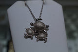 Natural Matte & Shiny Silver Turtle Trio Pendant