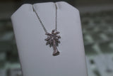 Cute Silver Palm Tree Pendant With White Zircon