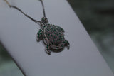 Beautiful Blue & White Zircon Turtle Pendant