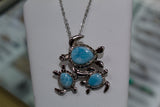 Blue Larimar Turtle Pendant