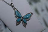 Majestic Blue Larimar Butterfly Encrusted with White Zircon