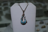 Sterling Silver Hook with Blue Larimar Stones