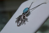Blue Larimar Octopus With White Zircon