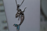 Gorgeous Silver Mermaid with Blue Larimar Fins