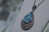 Teardrop Blue Larimar With White Topaz