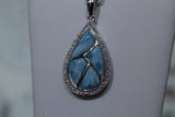 Sparking Larimar & White Topaz Pendant Necklace