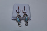 Super Cute Dangling Seahorse Earrings With Larimar Stones