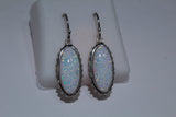 Elongated Opal Sterling Silver Dangling Earrings