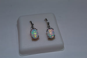Sparkling White Opal Dangling Earrings