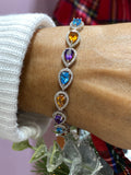 Elegant Blue Topaz, Citrine & Purple Amethyst Tennis Bracelets
