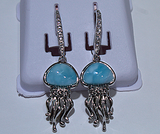 Lovely Blue Larimar With White Topaz Jellyfish Earrings