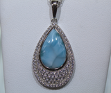Teardrop Blue Larimar With White Topaz