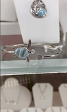 Sterling Silver Blue Larimar Sea Turtle Bangle
