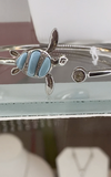 Sterling Silver Blue Larimar Sea Turtle Bangle