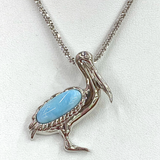 Briliant Sterling Silver & Larimar Pelican Necklace