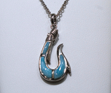 Sterling Silver Hook with Blue Larimar Stones