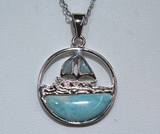Larimar Silver Sailboat Pendant