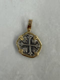 Atocha Shipwreck Silver 1 Real Coin Replica Pendant with 14K Gold Frame