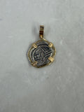 Atocha Shipwreck Silver 1 Real Coin Replica Pendant with 14K Gold Frame