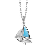 Sailboat Sterling Silve pendant with larimar gemstone