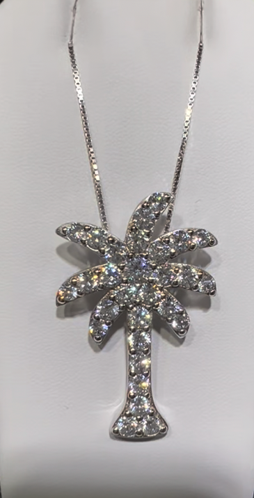 Sparkling White Topaz Encrusted Florida Keys Tropical Palm