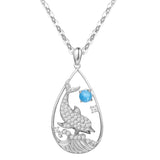 Designer Quality Sterling Silver Swimming Dolphin Necklace