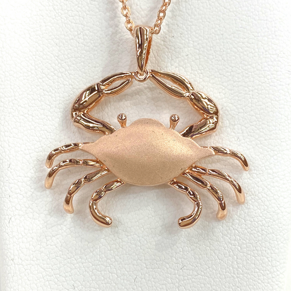 Rose Gold Crab Pendant Necklace