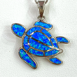 Majestic Blue Opal Sea Turtle Necklace (Multiple Sizes)