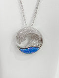 Sophisticated Blue Opal Wave Necklace