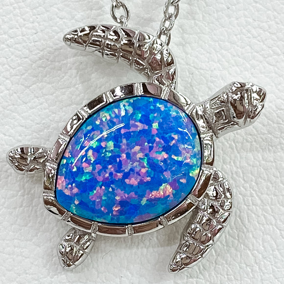 Vibrant Opal Sea Turtle Pendant