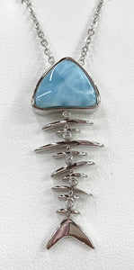 Polished Larimar Fish bone Pendant