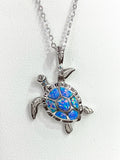 Luminous Blue Opal Sea Turtle Pendant