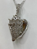 Sterling Silver Conch Shell With White Topaz