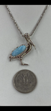 Briliant Sterling Silver & Larimar Pelican Necklace