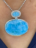 Grand Oval Blue Larimar Stone Necklace