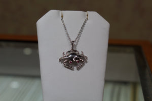 Sterling Silver Crab with Lab Ruby eyes