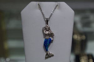 Vintage Looking Mermaid With Gorgeous Blue & Green Opal Stone